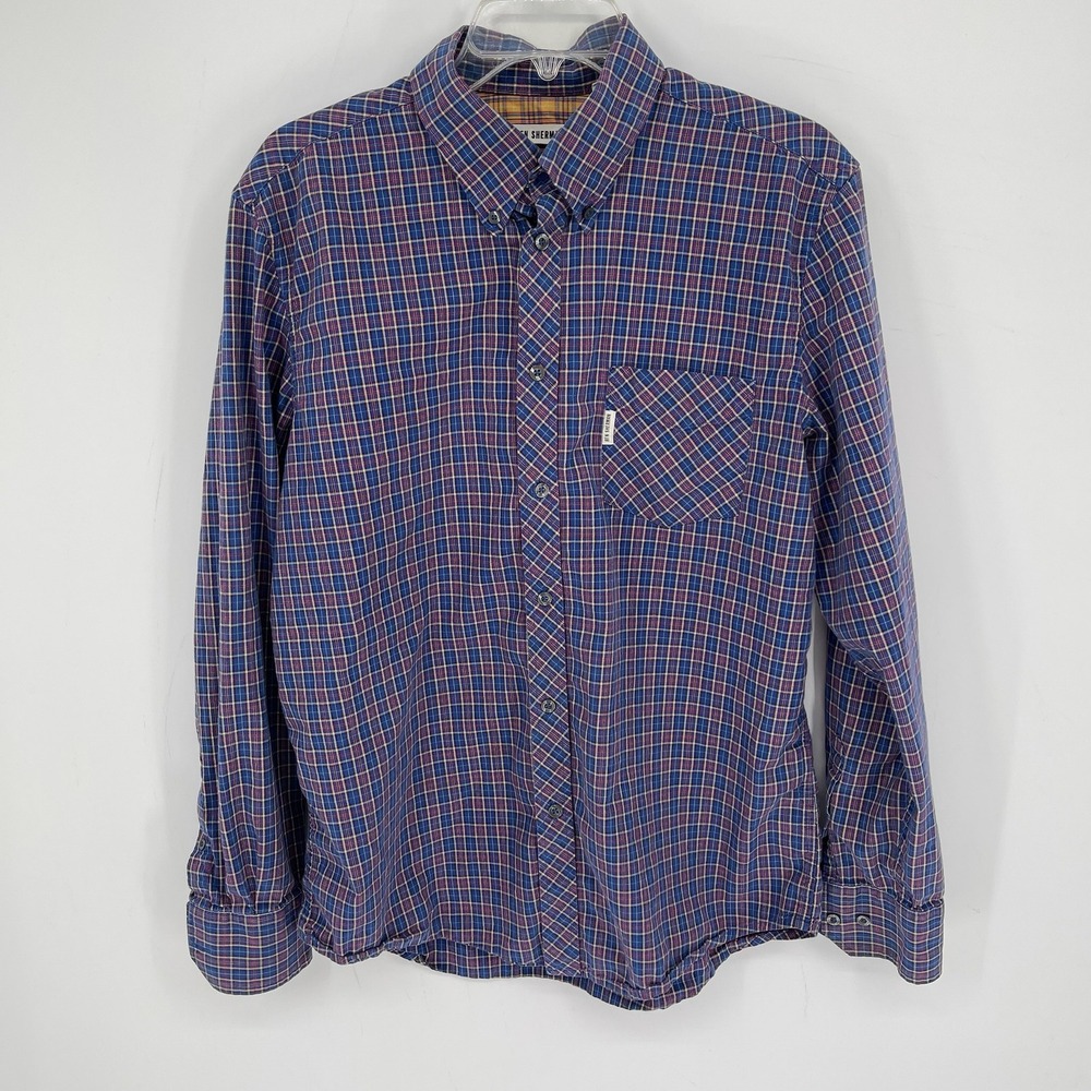 Ben Sherman Men's Blue Plaid Long Sleeve Smart Casual Button Down Shirt Size XL